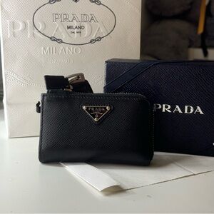 Prada Saffiano Leather Mini Pouch Key Wallet